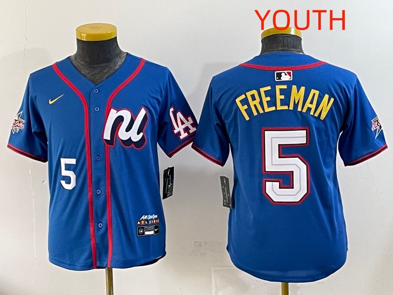 Youth 2025 Los Angeles Dodgers #5 Freeman Blue Nike 2025 MLB All Star Jersey style 004->youth mlb jersey->Youth Jersey